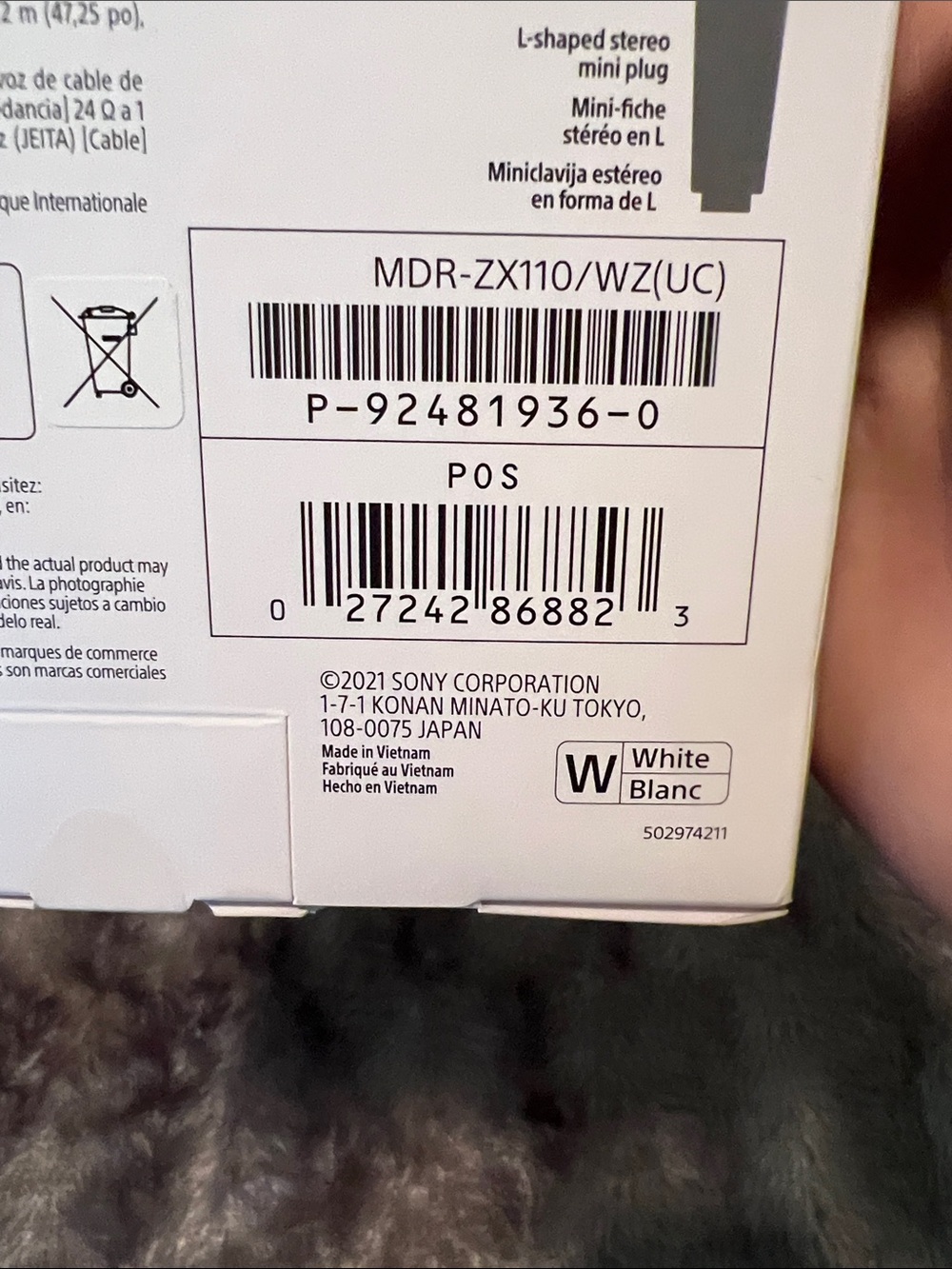 Sony White MDR-ZX110 On-Ear Headphones - Picture 3 of 3